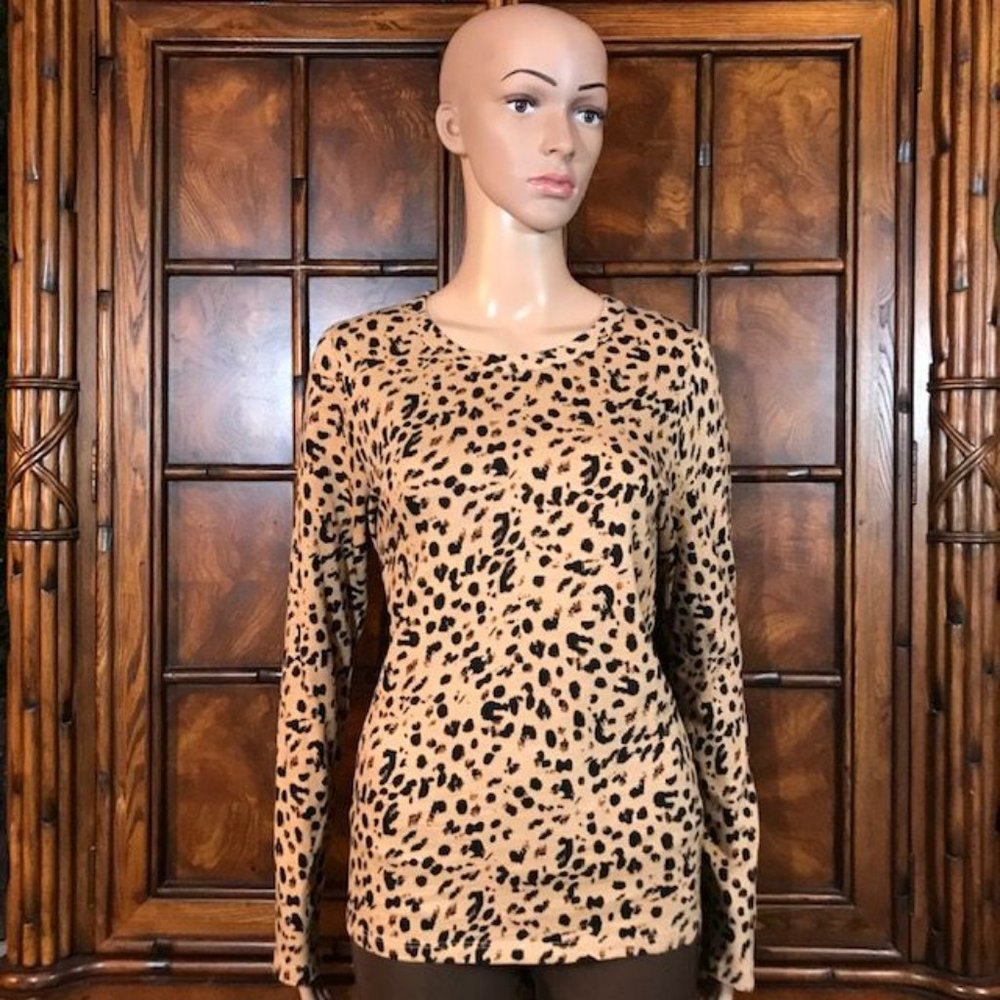 Banana Republic Artisan Leopard Cozy Slub Knit Cotton/Modal Top